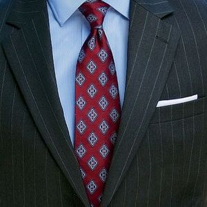 JOS A BANK 2 BUTTON  GREY PINSTRIPE
